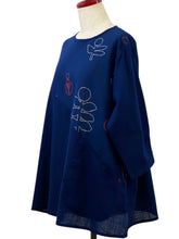 Panel Tunic - Solid/Garden Print - Dark Blue