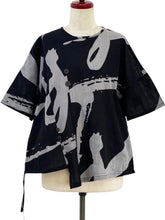 Asymmetrical Pullover - Calligraphy Print - Black