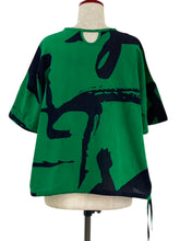 Asymmetrical Pullover - Calligraphy Print - Green