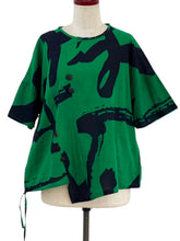 Asymmetrical Pullover - Calligraphy Print - Green