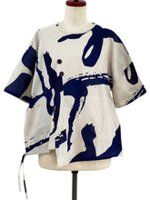 Asymmetrical Pullover - Calligraphy Print - Light Grey