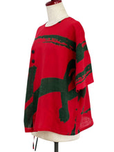 Asymmetrical Pullover - Calligraphy Print - Red