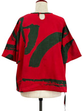 Asymmetrical Pullover - Calligraphy Print - Red