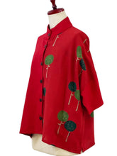 Crop Panel Jacket - Dandelion Print - Red