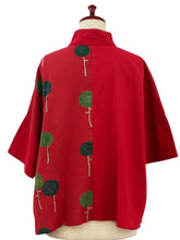 Crop Panel Jacket - Dandelion Print - Red