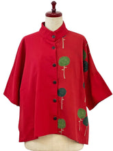 Crop Panel Jacket - Dandelion Print - Red