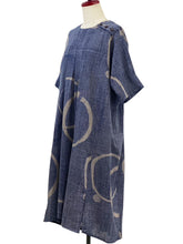 Tuck Dress - Multi Rings Print - Dark Blue