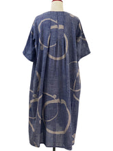 Tuck Dress - Multi Rings Print - Dark Blue