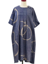 Tuck Dress - Multi Rings Print - Dark Blue
