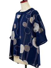 Combo Jacket - Scribble Circles Print - Dark Blue