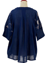 Combo Jacket - Scribble Circles Print - Dark Blue