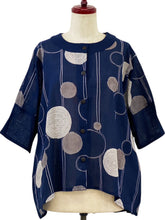 Combo Jacket - Scribble Circles Print - Dark Blue