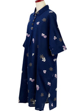 Collared Dress - Sakura Print - Dark Blue