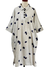Collared Dress - Sakura Print - Light Grey