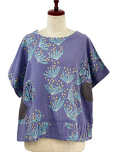 Circle Patch Top - Botanical Bliss Print - Purple