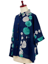 Tab Pocket Jacket - Bead Strands Print - Dark Blue