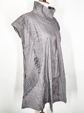 Cowl Neck Tuck Tunic - Poly - Brush Print - Grey