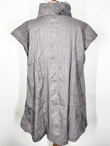 Cowl Neck Tuck Tunic - Poly - Brush Print - Grey