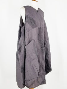 Fold Tank Dress - Poly - Brush Print - Grey