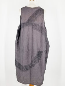 Fold Tank Dress - Poly - Brush Print - Grey