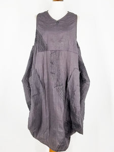 Fold Tank Dress - Poly - Brush Print - Grey