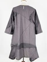 Long Sleeve Fold Dress - Poly - Brush Print - Grey