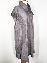 Split Cowl Neck Dress - Poly - Brush Print - Grey