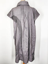Split Cowl Neck Dress - Poly - Brush Print - Grey