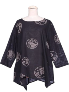 Asymmetrical Tunic - Mon Bubble Print - Black