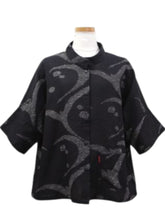 Mao Collar Jacket - Water Flow Print - Black