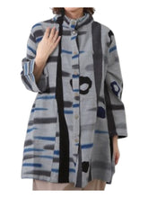Cowl Neck Jacket - Hand Paint Batik - Blue Grey