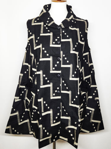 Panel Vest - Tsumugi Print - Black