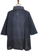 Mao Collar Panel Jacket - Multi Dots Print - Black