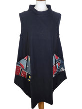 Sleeveless Tunic - Textile Batik Patch - Black