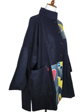 Stand Collar Jacket - Textile Batik Patch - Black