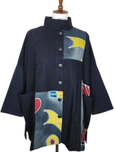 Stand Collar Jacket - Textile Batik Patch - Black