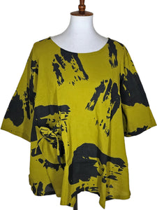 A-Line Blouse - Brush Print - Olive