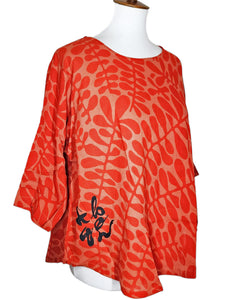 Essential Blouse - Fuji Print - Orange Brick