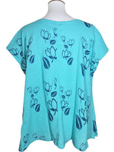 T-Top - Hanga Flower Print - Aqua Blue