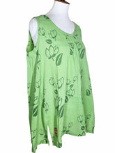A-Line Tank - Hanga Flower Print - Lime