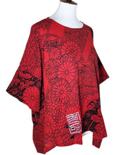 Side Slit Blouse - Japanese Kimono Print - Red