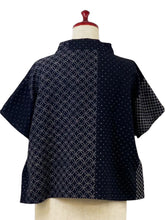 Circle Pocket Asymmetrical Top - Shippo Print - Black
