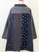 Panel Pullover - Multi Dot Print with Sashiko - Black