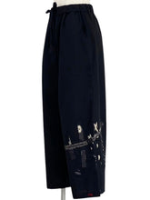 Button Tuck Bottom Pants - Solid/Multi Textile Patch - Black