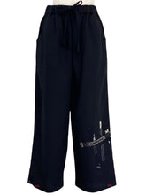Button Tuck Bottom Pants - Solid/Multi Textile Patch - Black