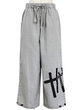 Button Tuck Bottom Pants - Solid/Multi Textile Patch - Light Grey
