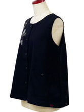 Button Tuck Bottom Vest - Solid/Multi Textile Patch - Black