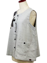 Button Tuck Bottom Vest - Solid/Multi Textile Patch - Light Grey