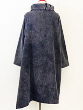 Cowl Neck Dress - Solid/Rutile Print with Sashiko - Black