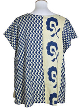 T-Top - Natural Color - Flower Dot Print - Azure Blue
